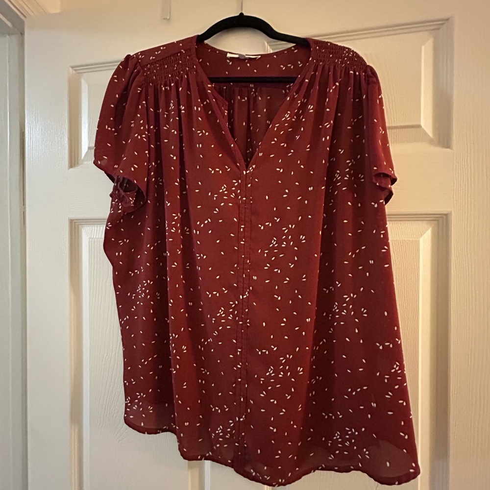 Fun2Fun Women's Red Blouse with White Pattern